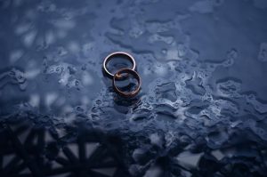 wedding rings left out in the rain